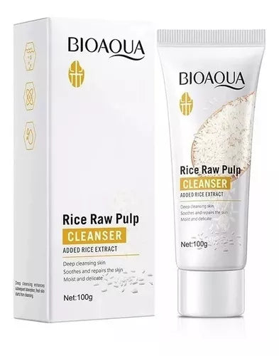 BIOAQUA Rice Raw Pulp limpiador facial extracto arroz 100g cleanser natural CHICASEXY Colombia