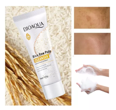 BIOAQUA Rice Raw Pulp limpiador facial extracto arroz 100g cleanser natural CHICASEXY Colombia