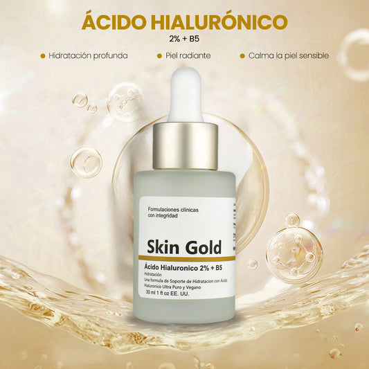 Skin Gold sérum ácido hialurónico 2% vitamina B5 hidratante facial 30ml CHICASEXY Colombia