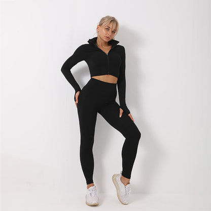 Set Deportivo Seamless 3 Piezas – Leggings, Top y Chaqueta